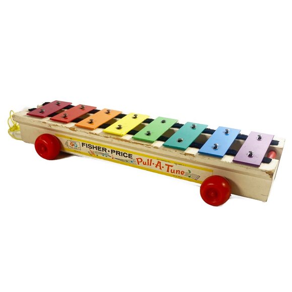 Vtg 1964 Fisher Price Pull A Tune Xylophone Musical Pull Toy Working No Mallet - Picture 1 of 7